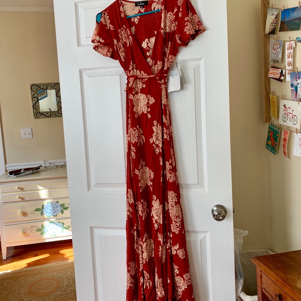 Lulus Floral Print Wrap Maxi Dress